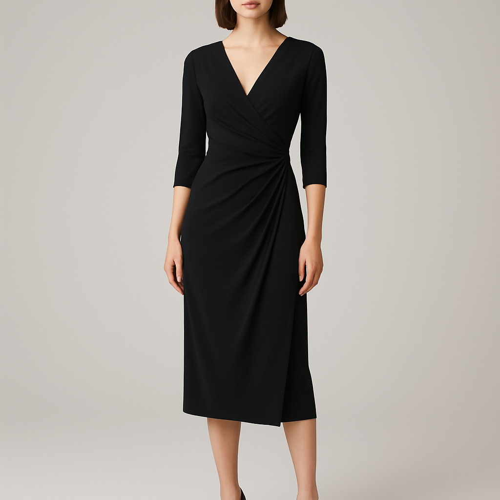 Waistly V-Drape midi dress
